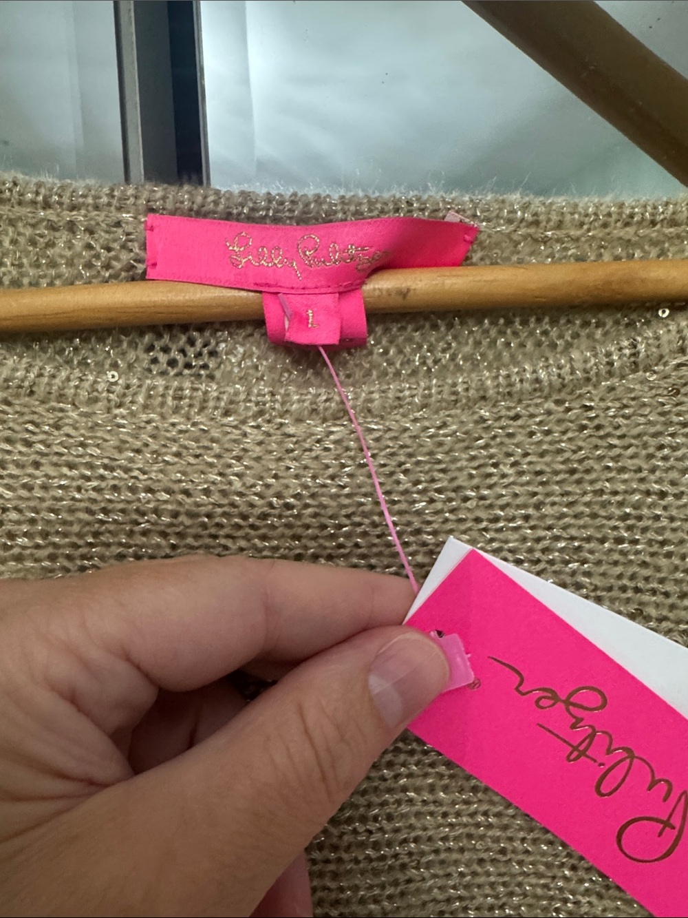 Lilly Pulitzer Gold-Tan Metallic Knit Scoop Neck Sweater - Picture 4 of 6